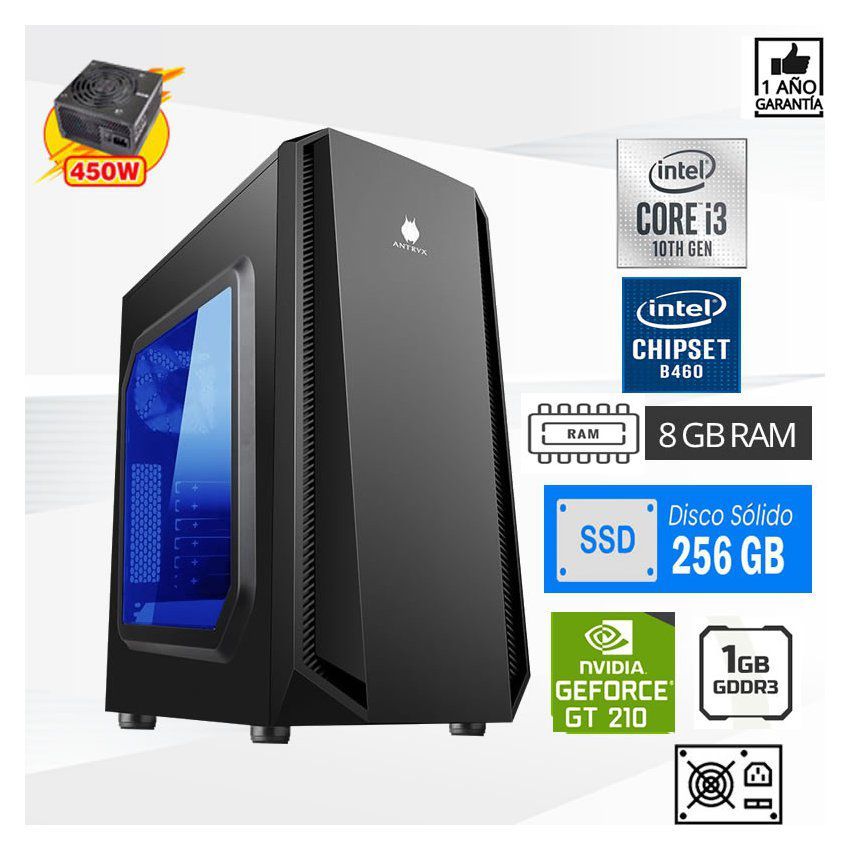 Pc computadora intel core i3-10100f  3.6ghz   ghz ram 8gb disco 256 m.2