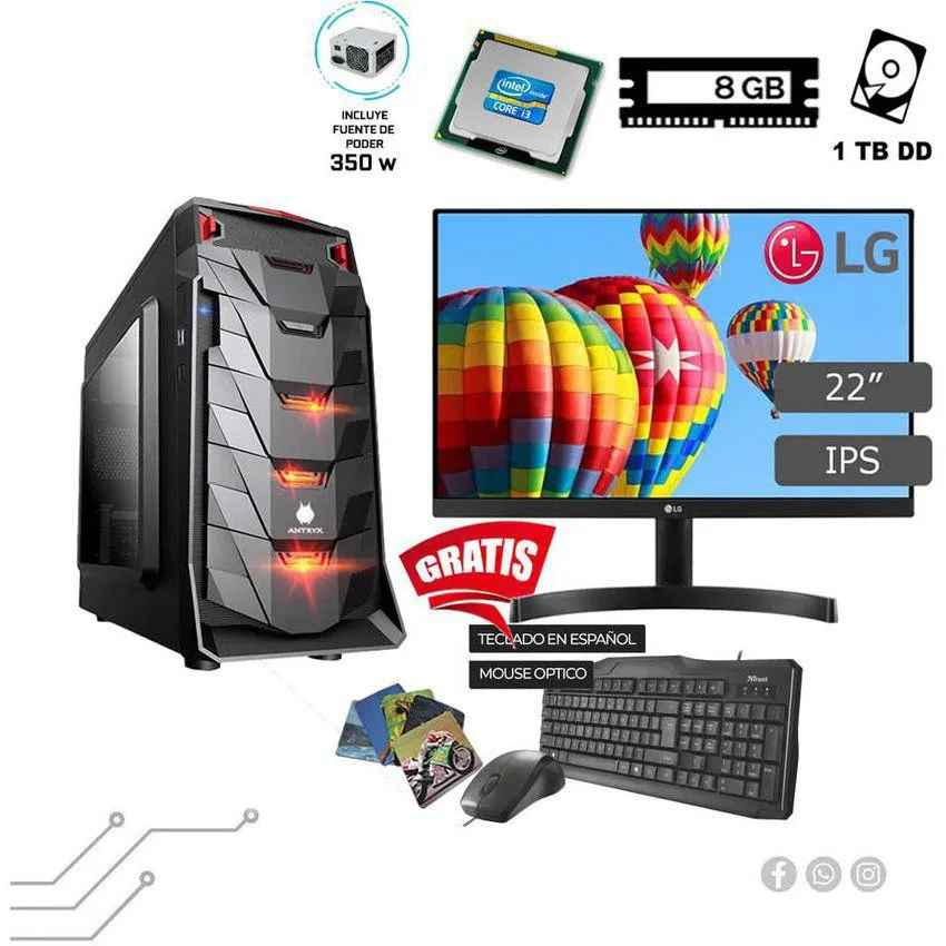 Computadora pc intel core i7 32ghz monitor 22  8gb 1tb