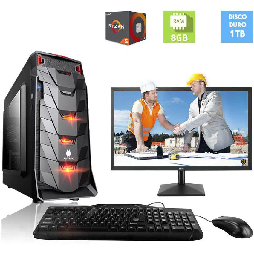 Pc gamer ryzen 5 video radeon vega ram 8gb disco duro 1tb monitor 22¨