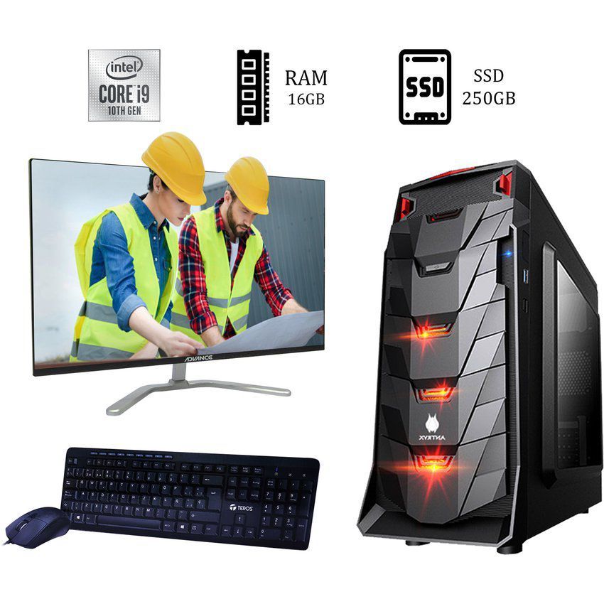 Computadora intel core i9-10900 2.8 ghz monitor 24 16gb m2 250gb 1tb red wifi
