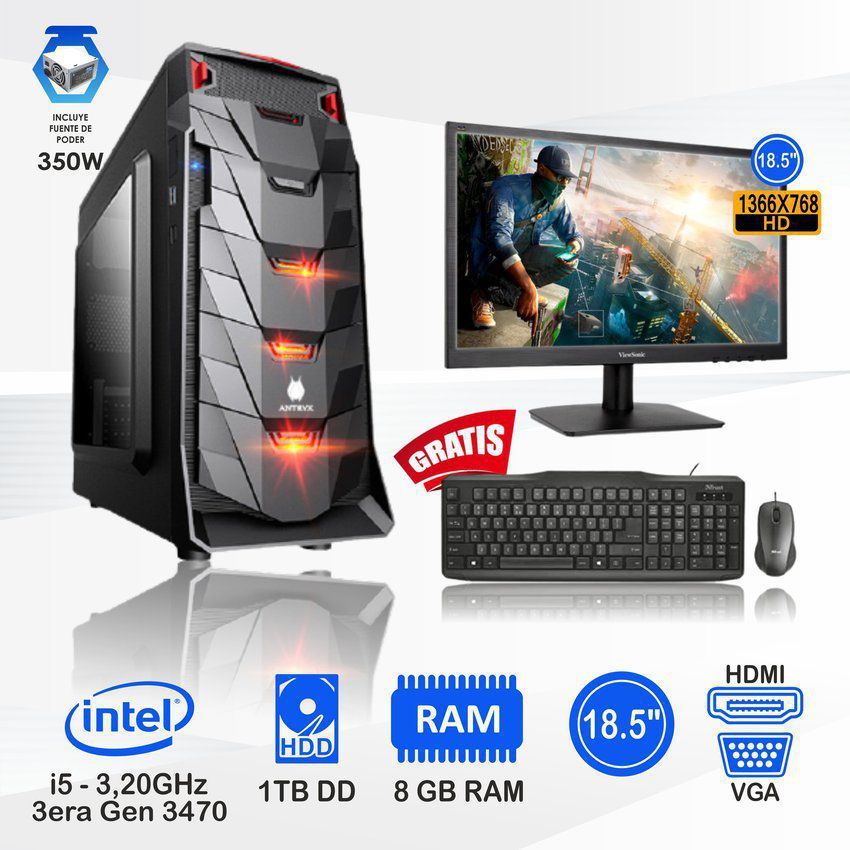 Computadora pc intel core i5 3.2 ghz monitor 19" ram 8gb disco 1tb