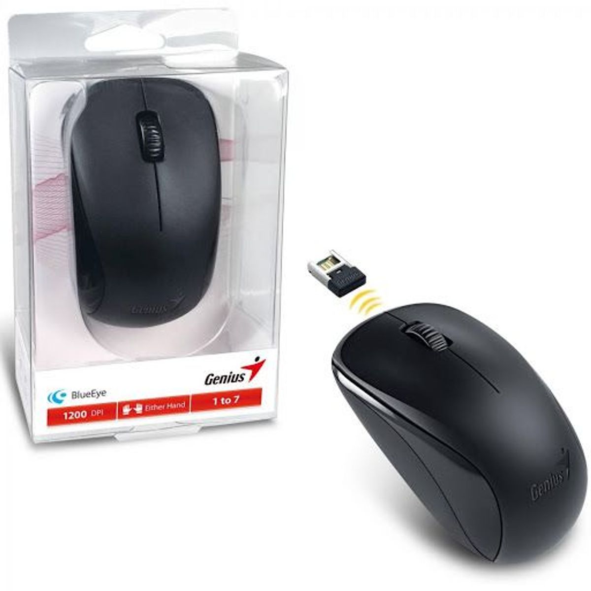 GENIUS - Mouse Genius NX-7000 óptico Negro Inalambrico