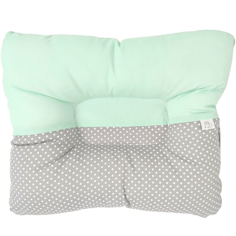 BABY MERINOS - Almohada Bebe anti-cabeza plana - Puntos - Verde Agua