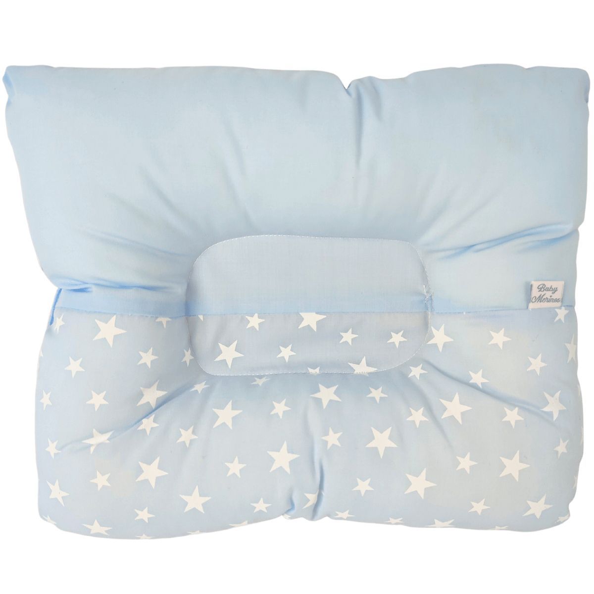 BABY MERINOS - Almohada Bebe anti-cabeza plana - Estrellas - Celeste