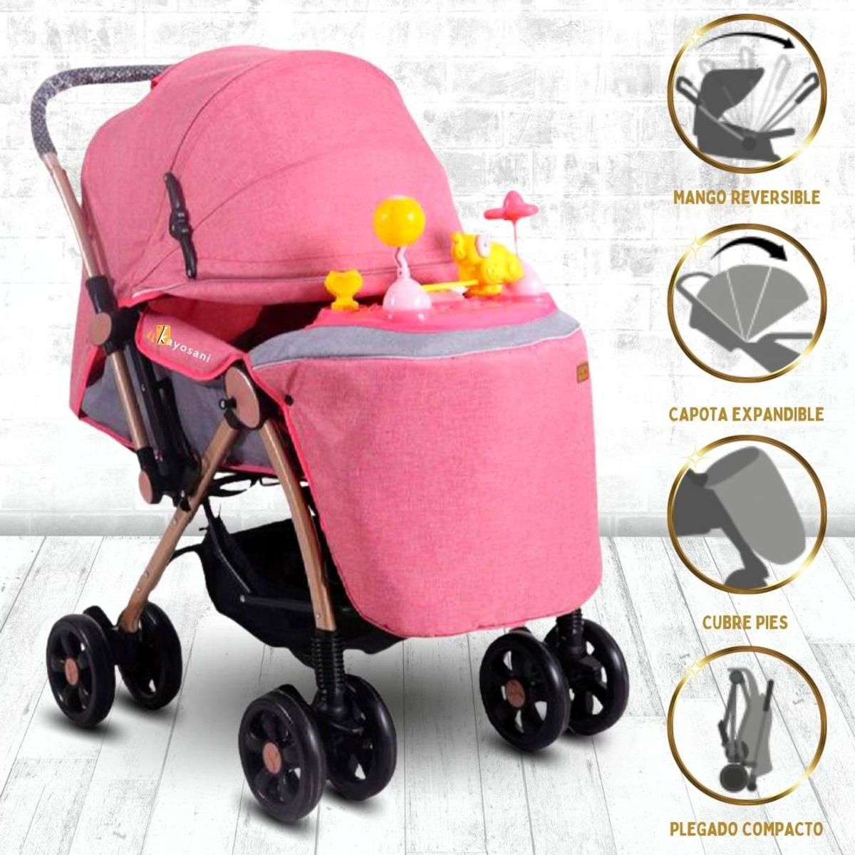 CONFORT - Coche Cuna Musical SUMMER PINK