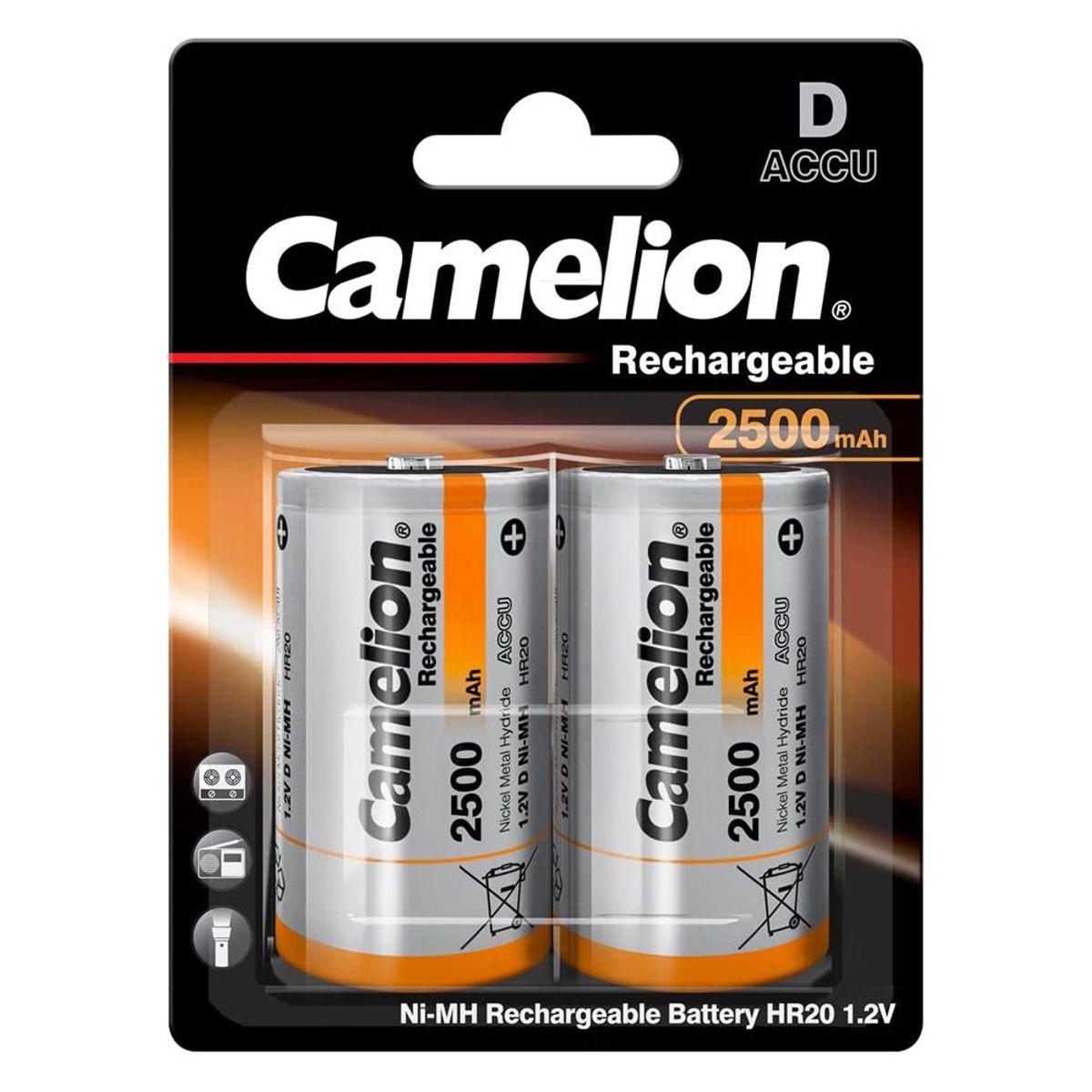 CAMELION - Pilas recargables tipo D 2500mah x2 uni Camelion