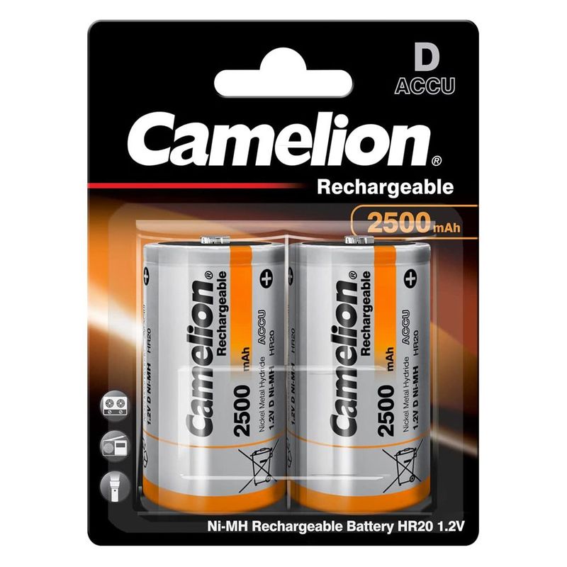 CAMELION - Pilas recargables tipo D 2500mah x2 uni Camelion