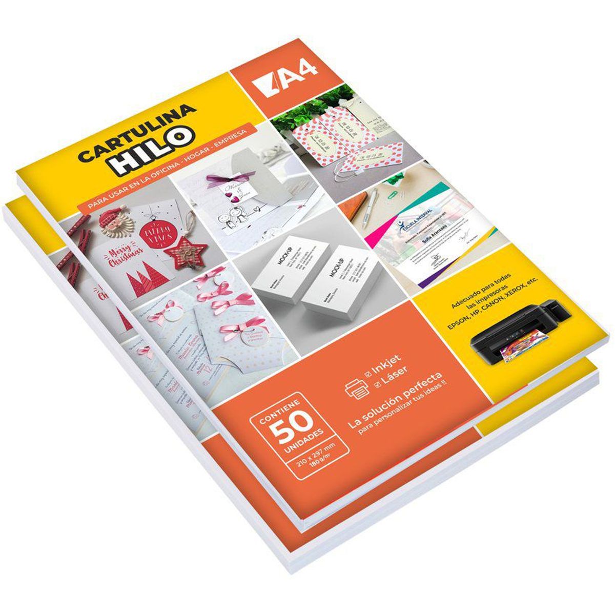 GENERICO - Cartulina hilo texturado blanco - pack 50 - 250 gr