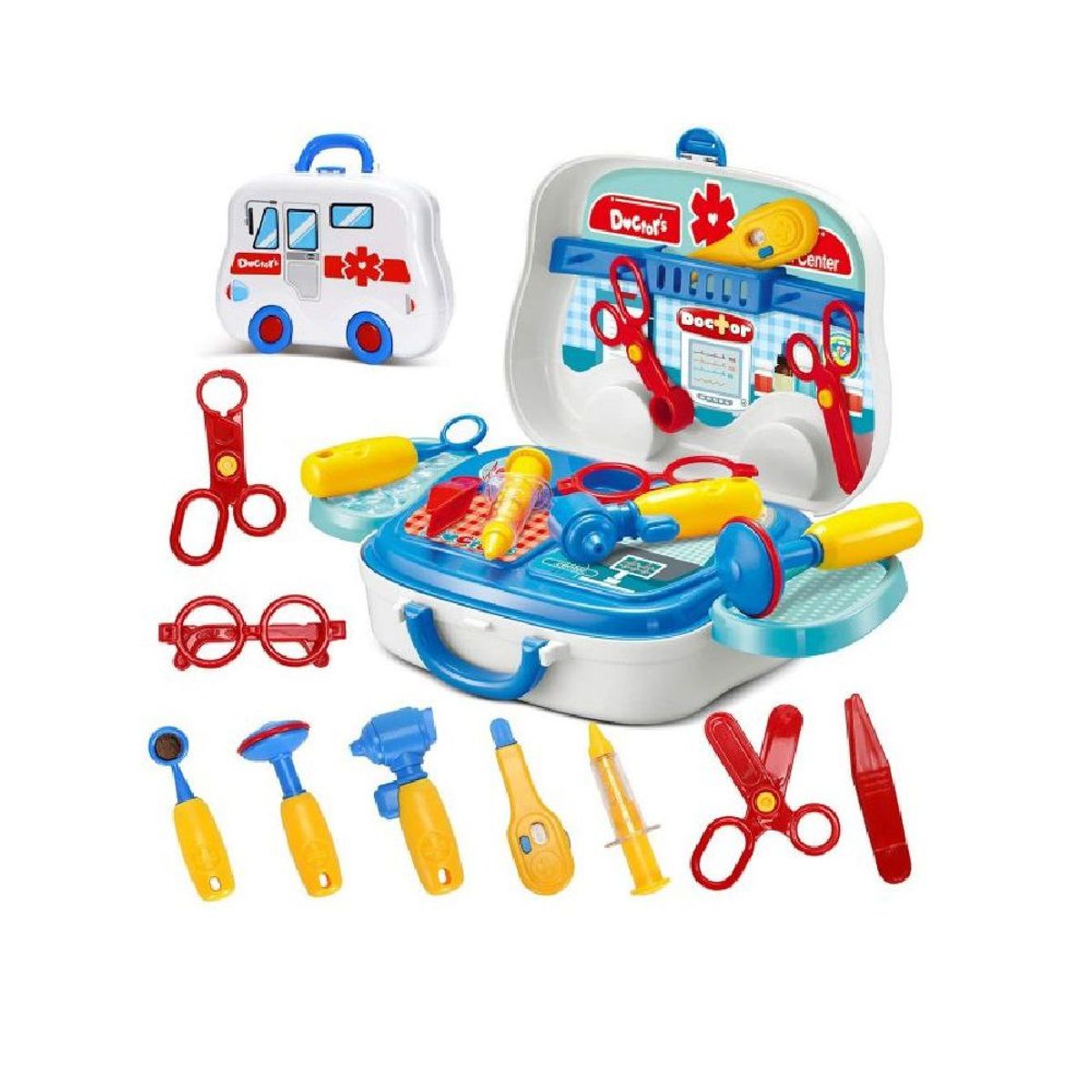 GENERICO - Juego de Doctor en maleta Ambulancia de 14 piezas