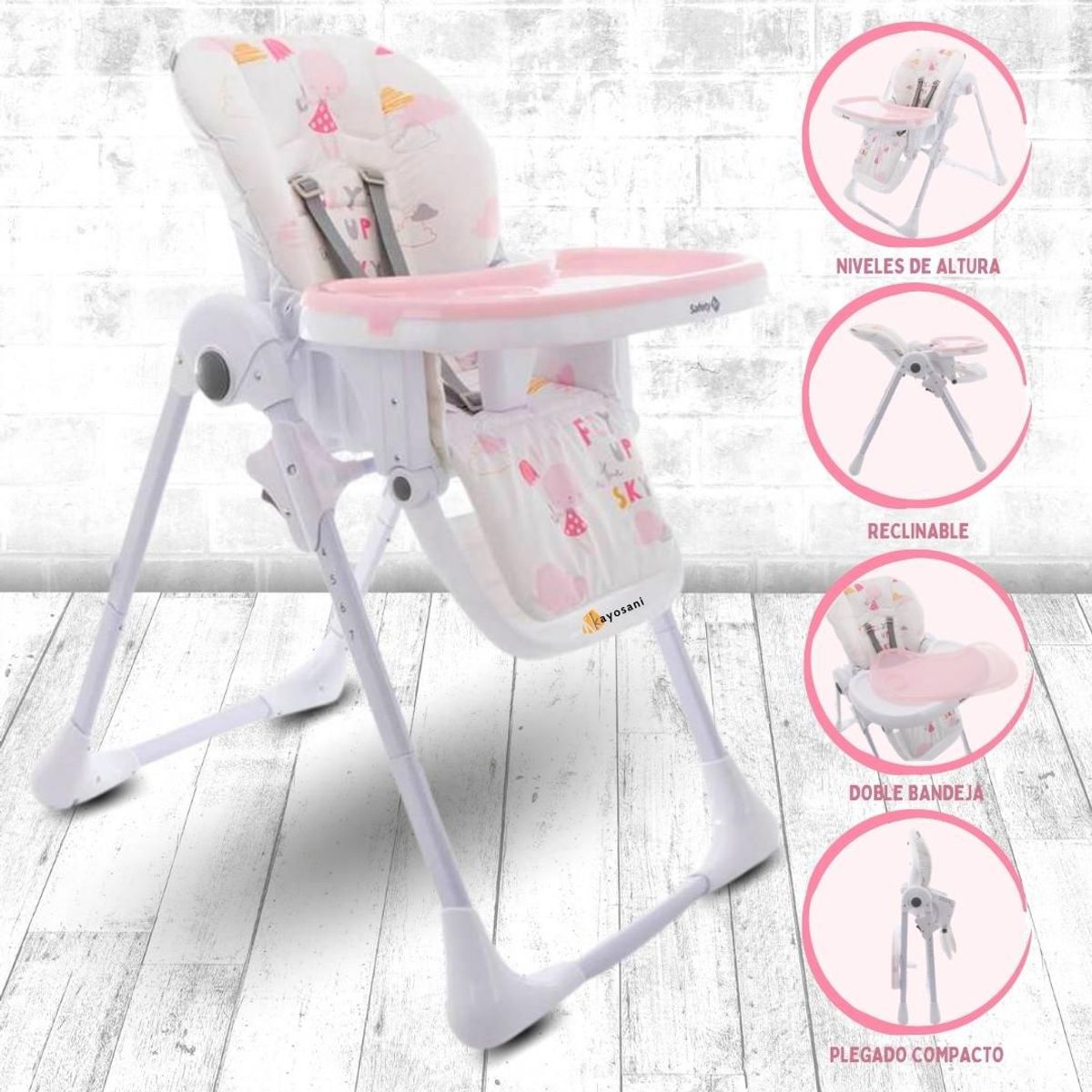 SAFETY 1ST - Silla De Comer Graduable Para Bebés «FEED» Pink