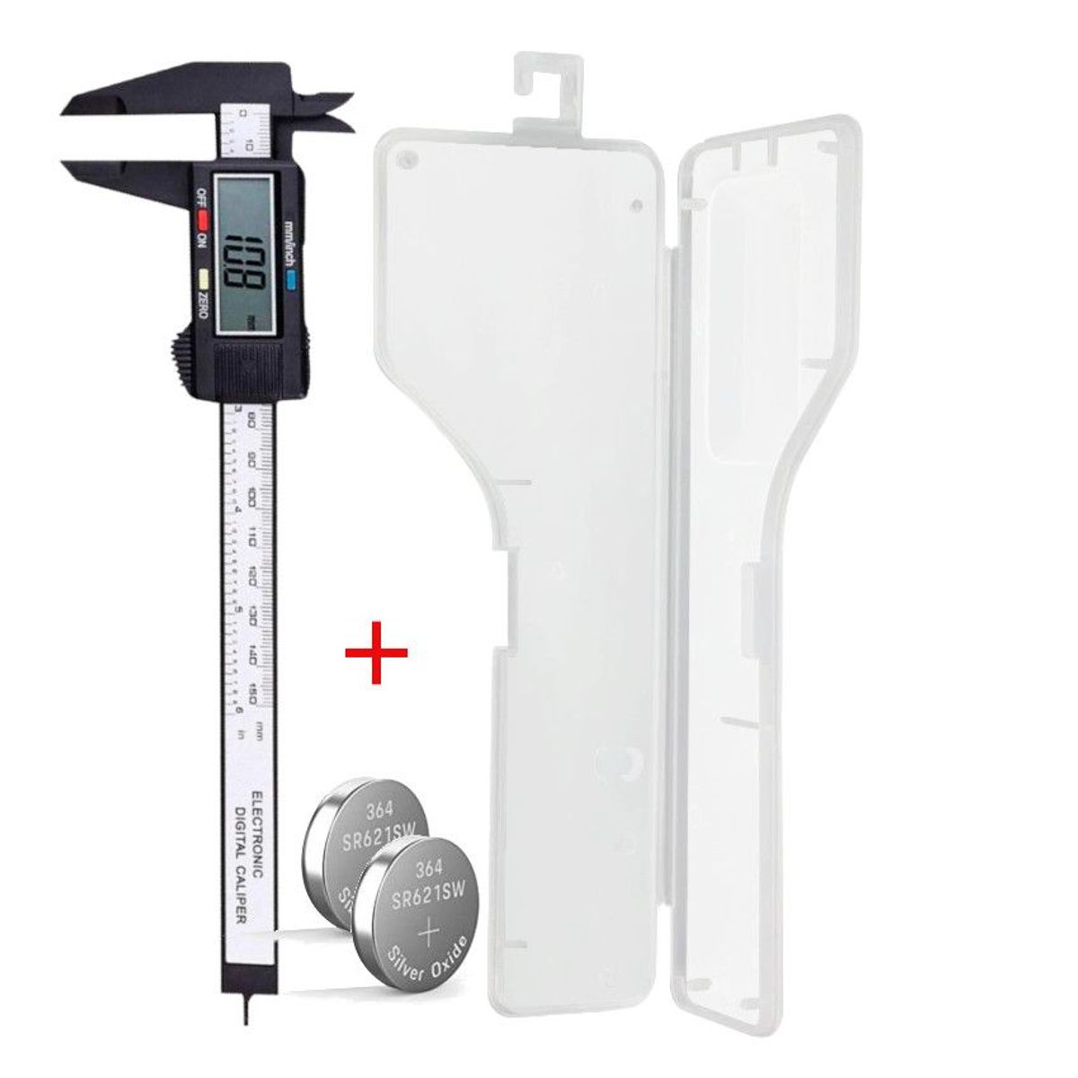 GENERICO - Calibrador Digital Electrónico Medición  Bateria  Case TRANSPORTADOR