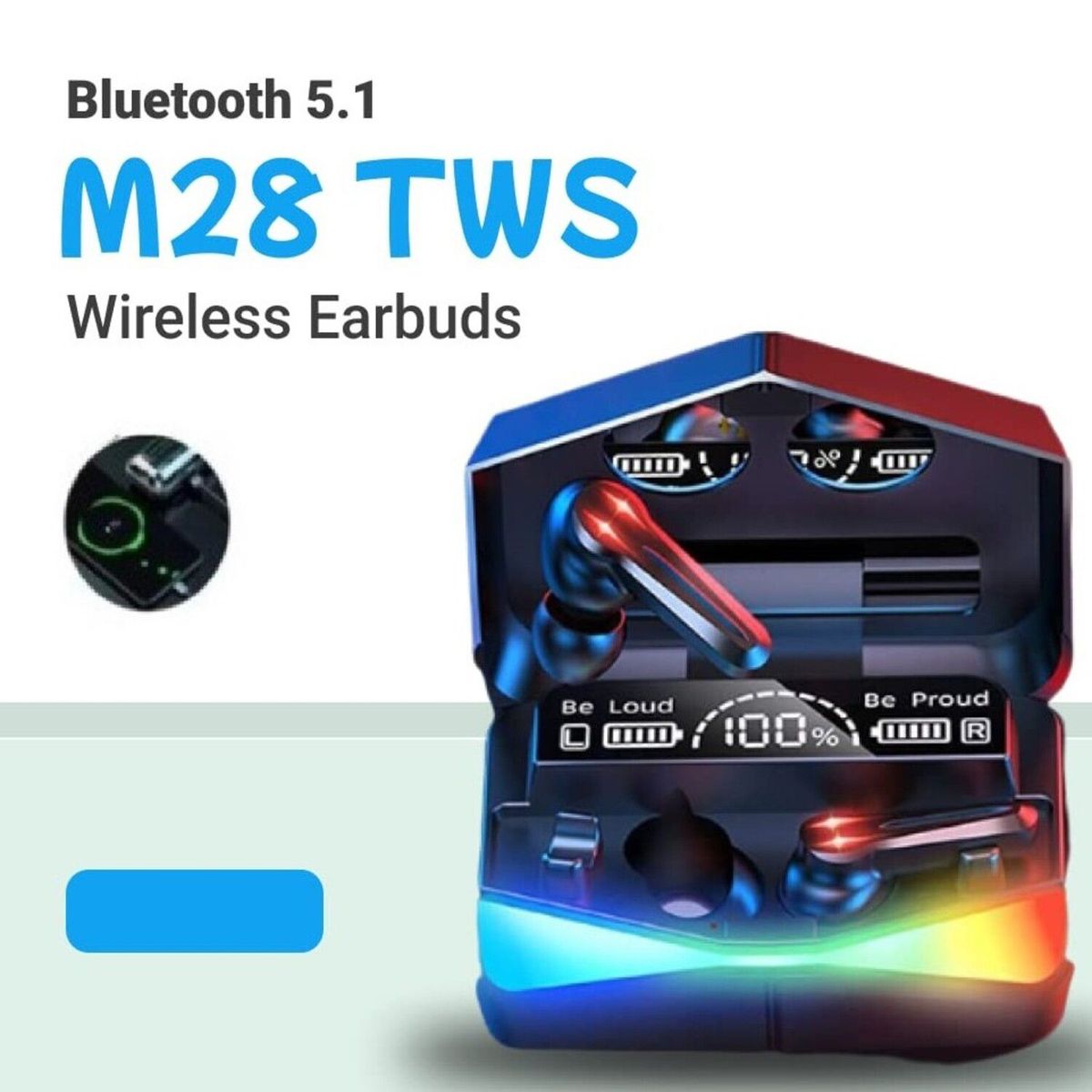 CLN TECH - Audífonos M28 Bluetooth Gamer  Con Micrófono  Powerbank v5.3