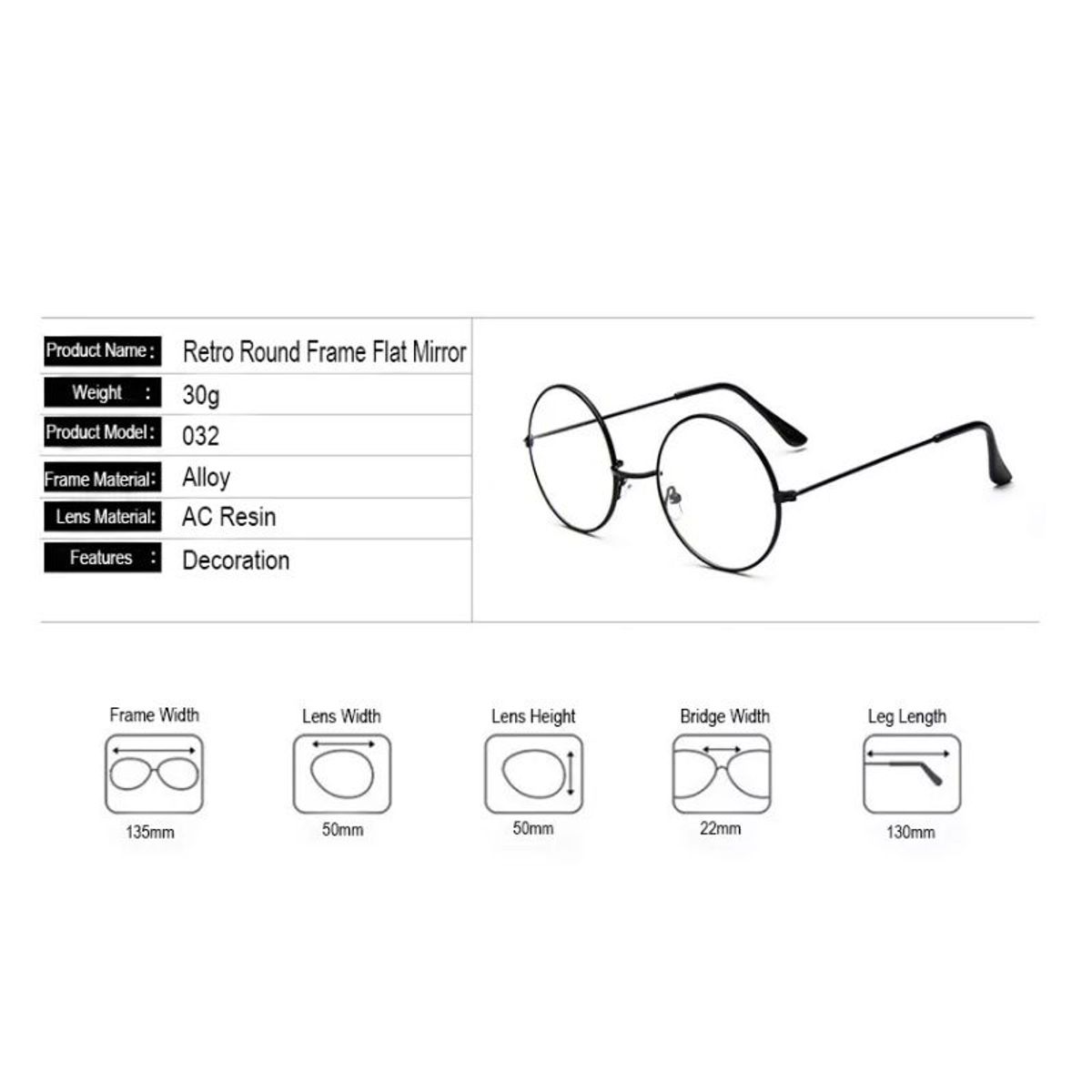 OEM - Lentes Redondos De Descanso Retro Vintage Coreano Lennon Potter Unisex