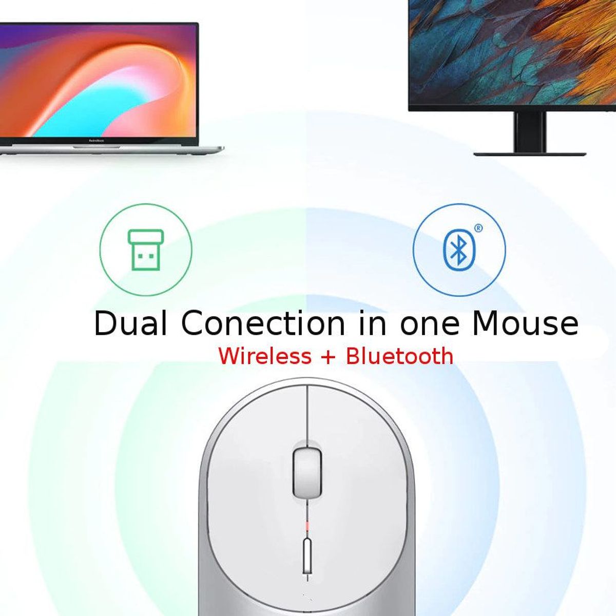 GENERICO - Mouse Bluetooth Recargable Dual Mode  Inalambrico 24G