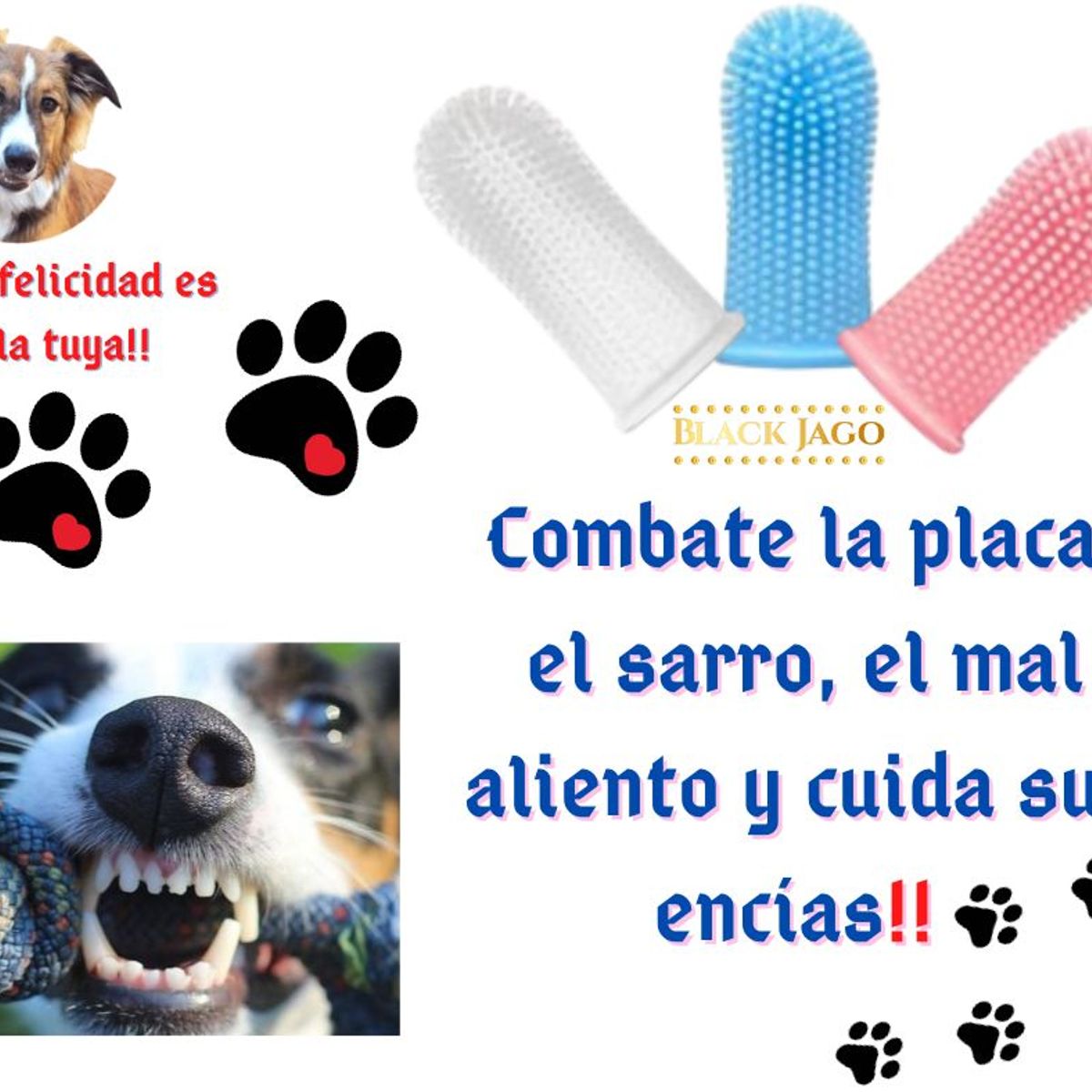 GENERICO - Pack x3 Cepillo de dental para mascotas