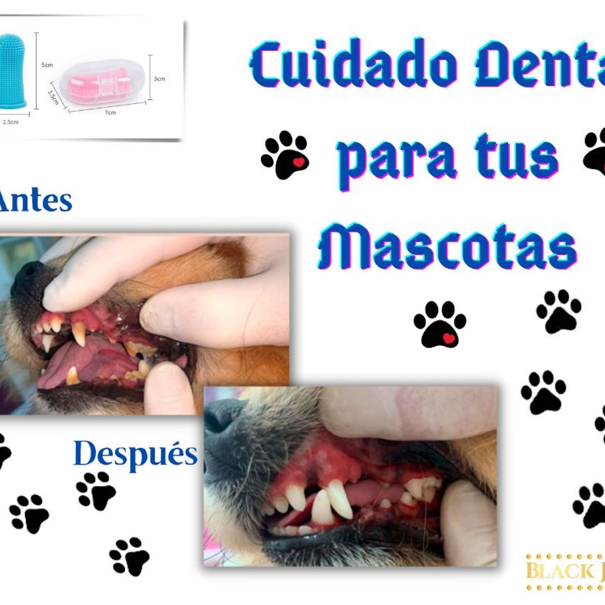GENERICO - Pack x3 Cepillo de dental para mascotas