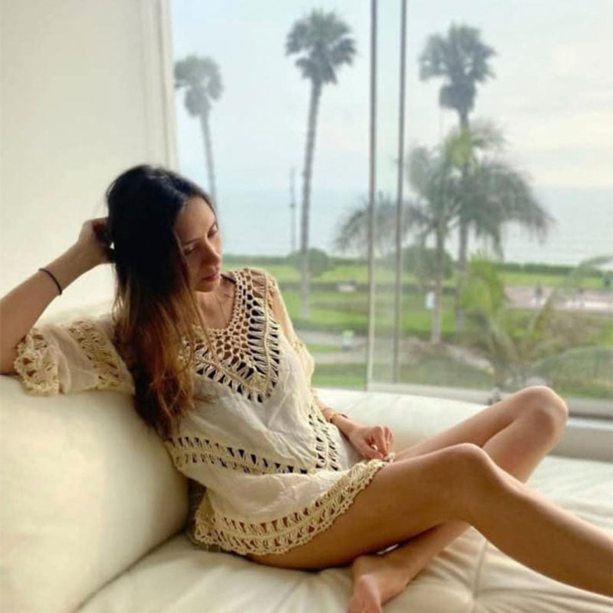 GENERICO - Salida De Playa Mini Vestido En Crochet Color Beige