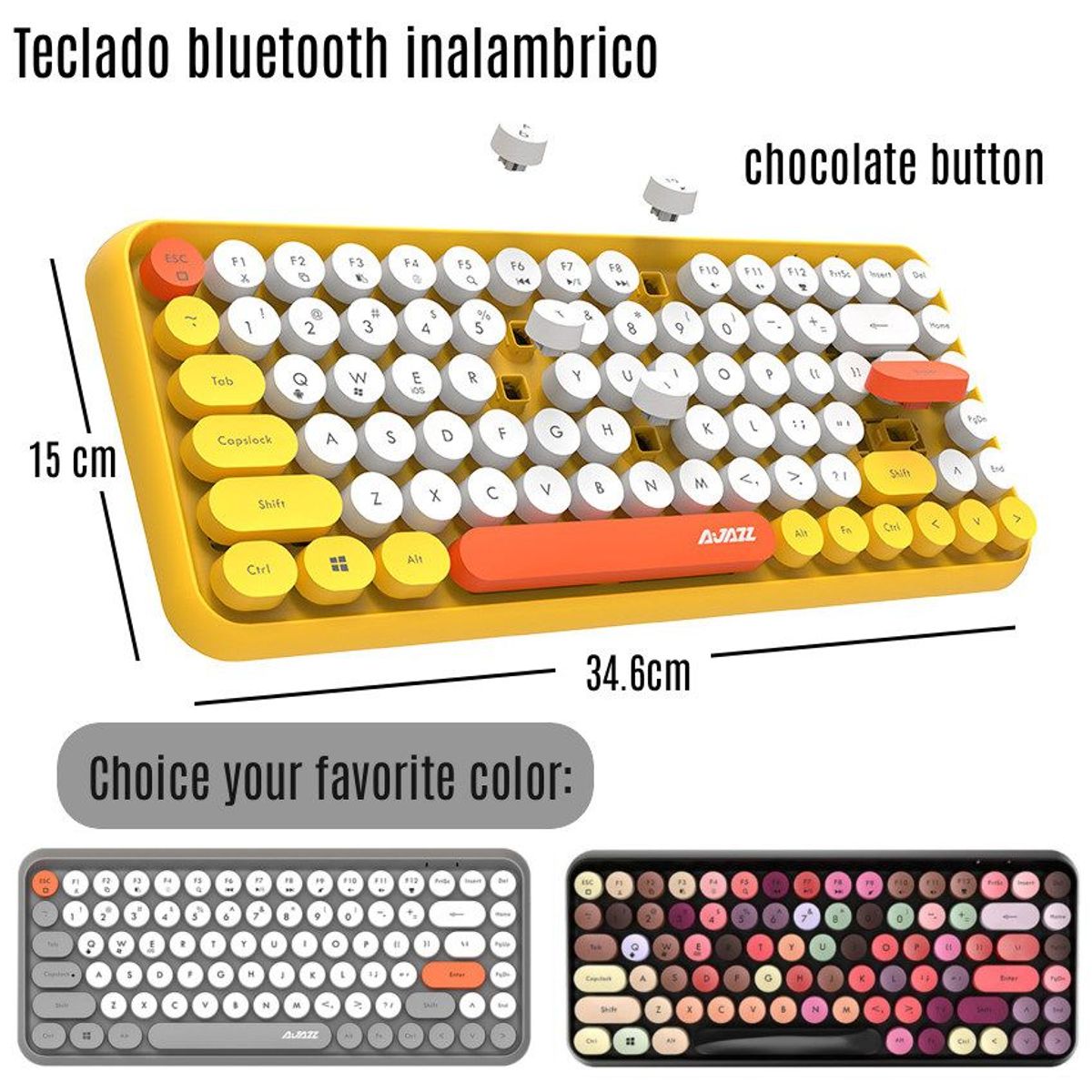 GENERICO - Teclado Bluetooth Ajazz Pc Android Laptop Mac Linux Maquina Escribir