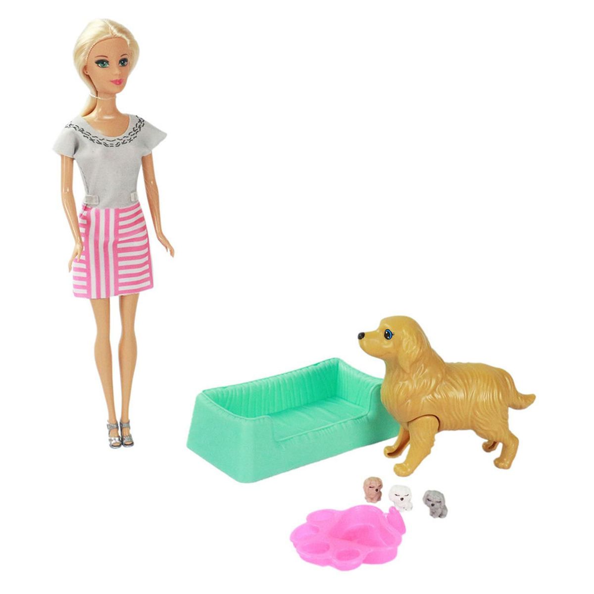 GENERICO - MUÑECA FASHION 11.5" CON MASCOTA Y ACCESORIOS