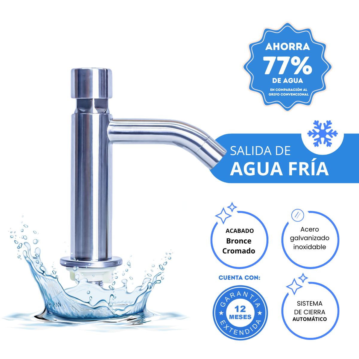 AGUA SANA - Grifo de baño temporizador alto Mate