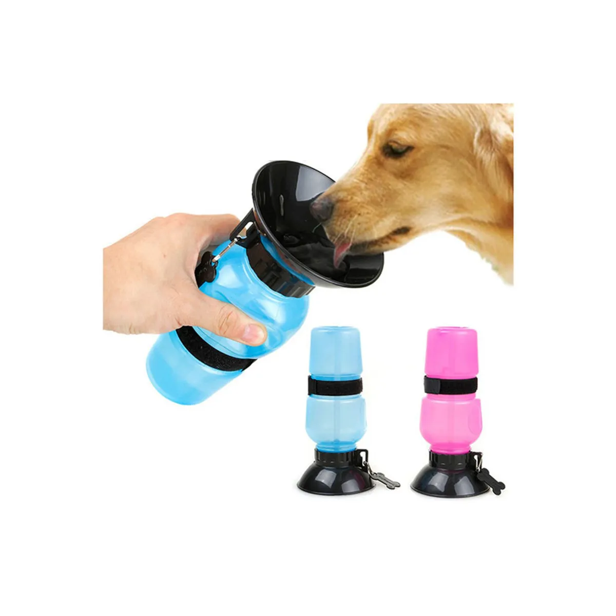 QUE PATAS PET SHOP - Aquadog Bebedero Portátil Rosado para Mascota