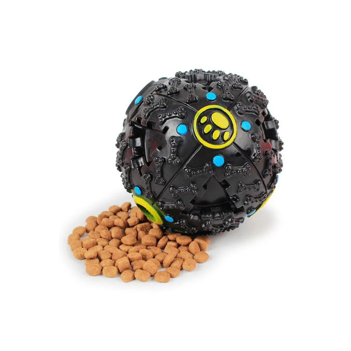 QUE PATAS PET SHOP - Pelota Dispensadora con Sonido para Perros Juguete Negro