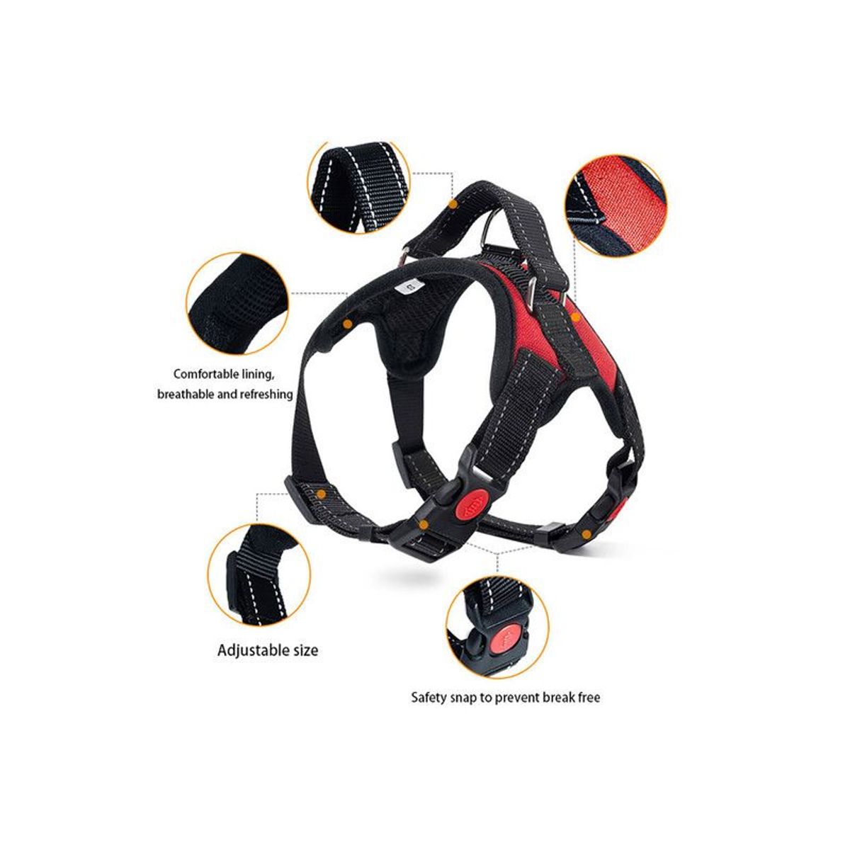 QUE PATAS PET SHOP - Arnés para Perros Grandes Resistente Rojo Talla XL