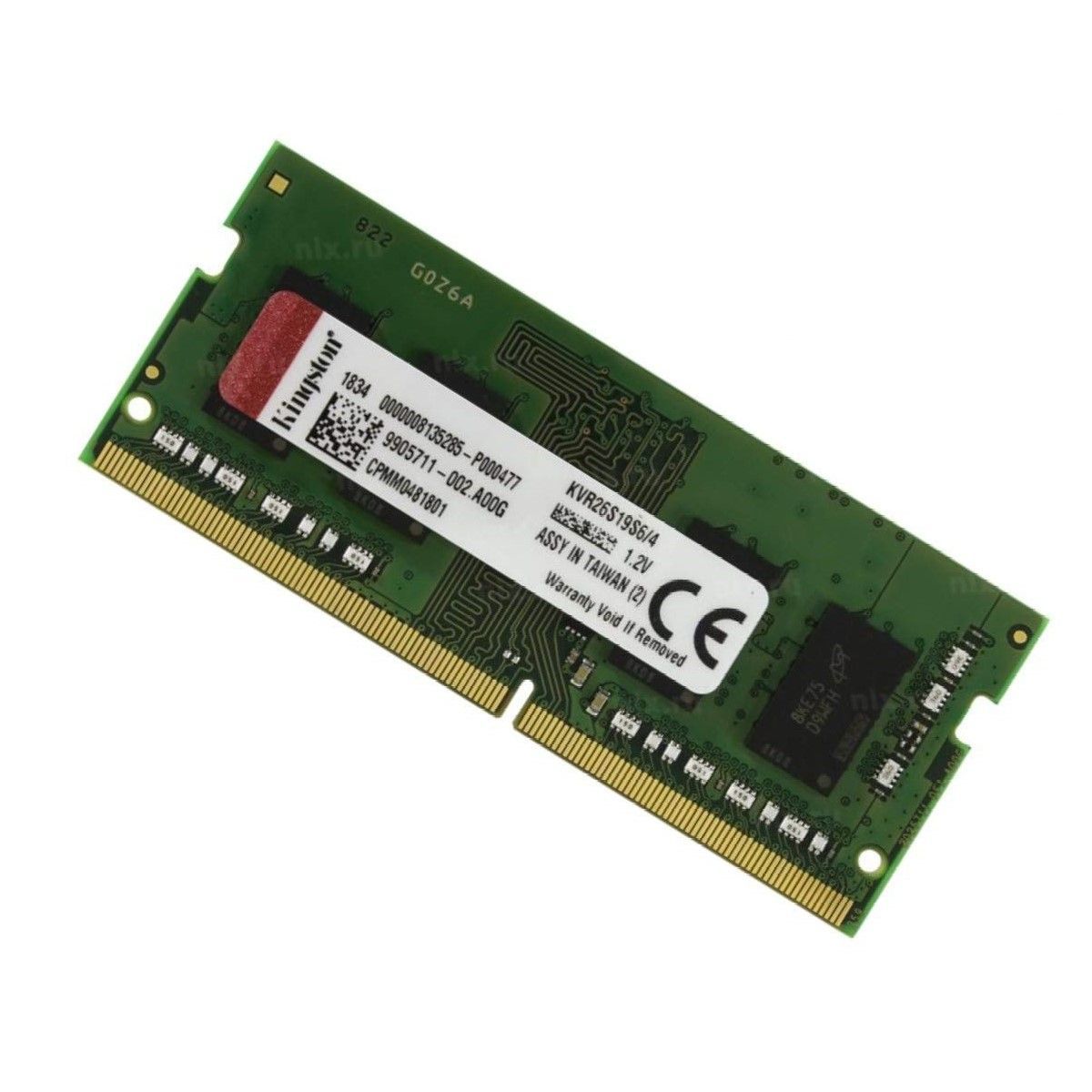 KINGSTON - Memoria RAM Kingston 4GB 2666MHz DDR4 C19 SODIMM 12V KVR26S19S64