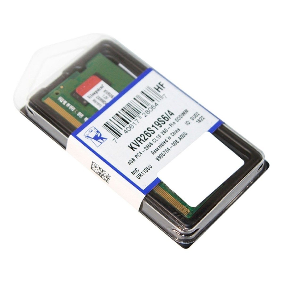 KINGSTON - Memoria RAM Kingston 4GB 2666MHz DDR4 C19 SODIMM 12V KVR26S19S64