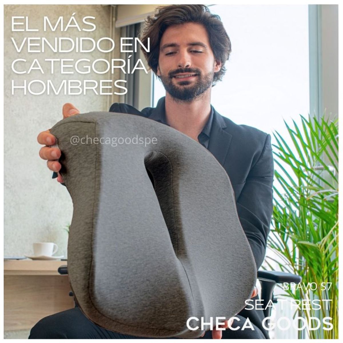 CHECAGOODS - Cojín Antihemorroides Ergonómico Anatómico CHECA GOODS S7 Gris Oscuro