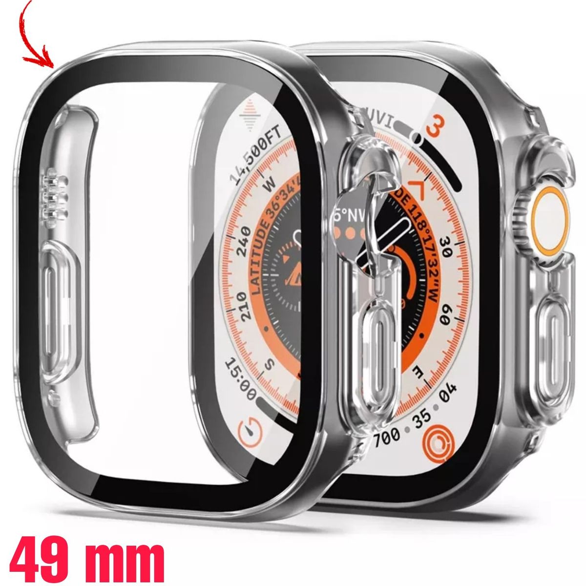GENERICO - Case Funda 360 para Apple Watch Ultra 49mm Serie 8 - Clear