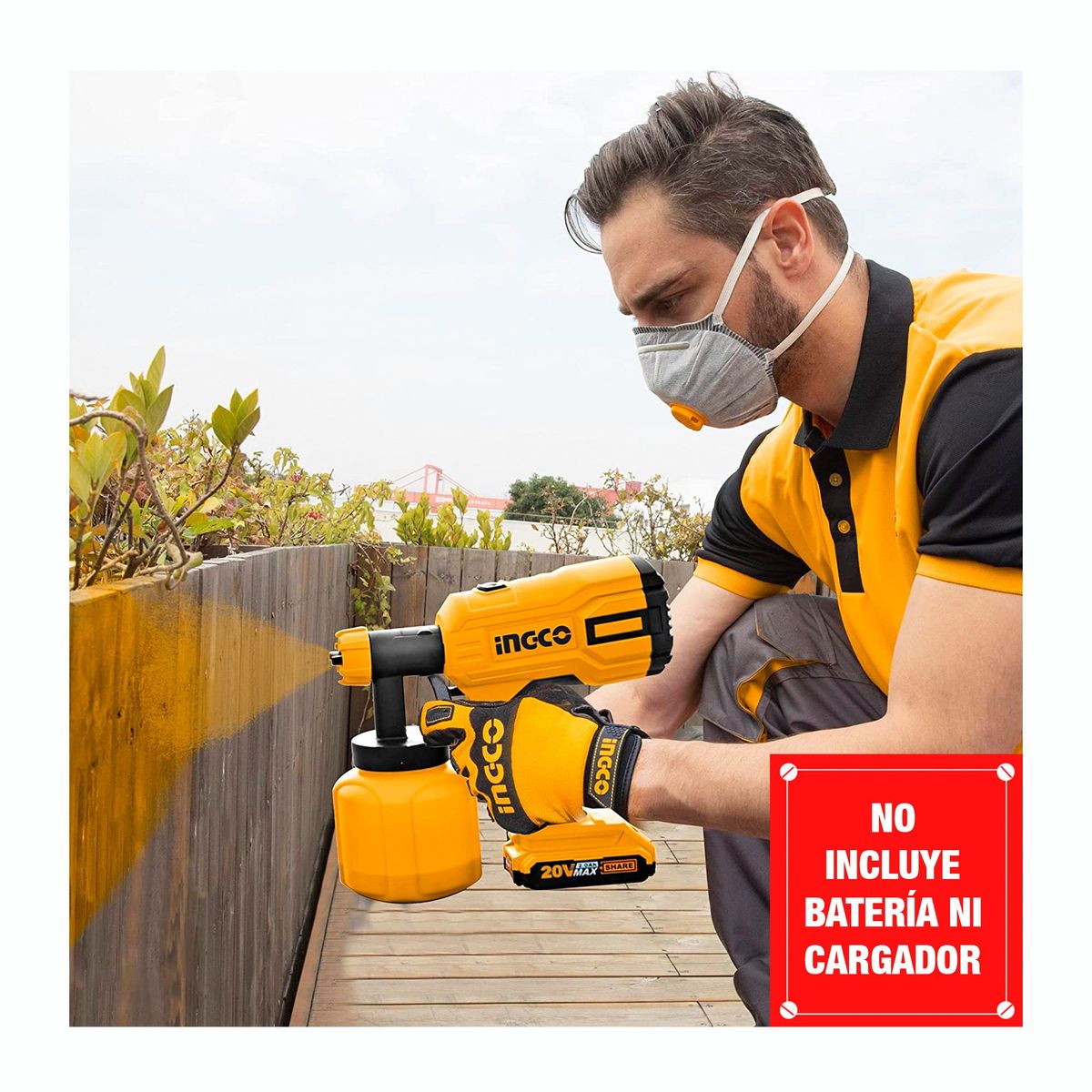 INGCO TOOLS - PISTOLA DE PINTAR 20V INALÁMBRICA 800ML INDUSTRIAL INGCO - CSGLI2001