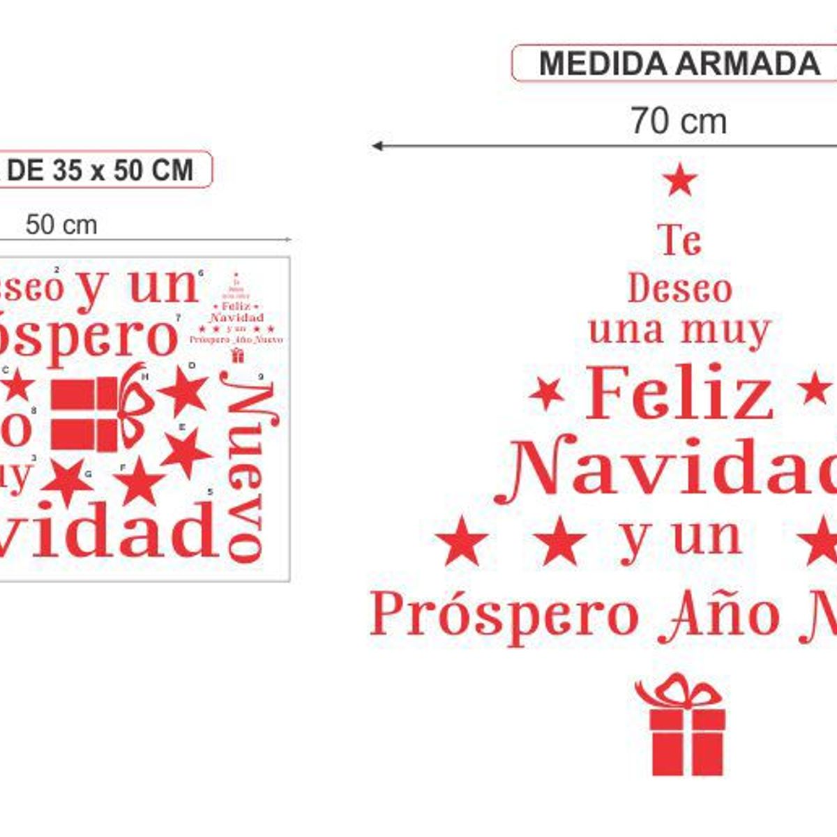 GENERICO - Pegatina arbol navidad con letras color ROJO