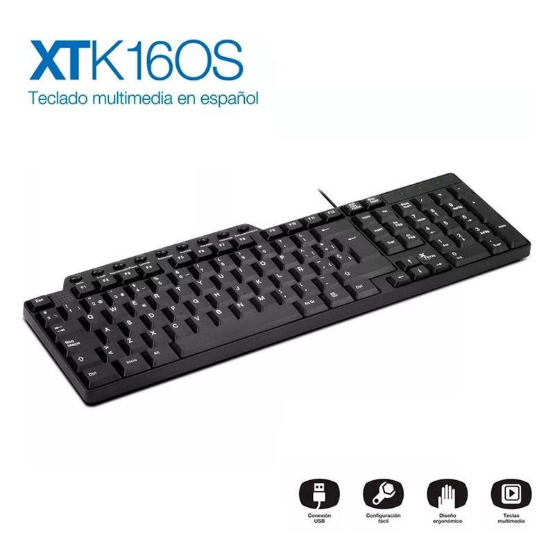 XTECH - Xtech Teclado Keyboard Cableado USB Plug and Play Español - XTK-160S