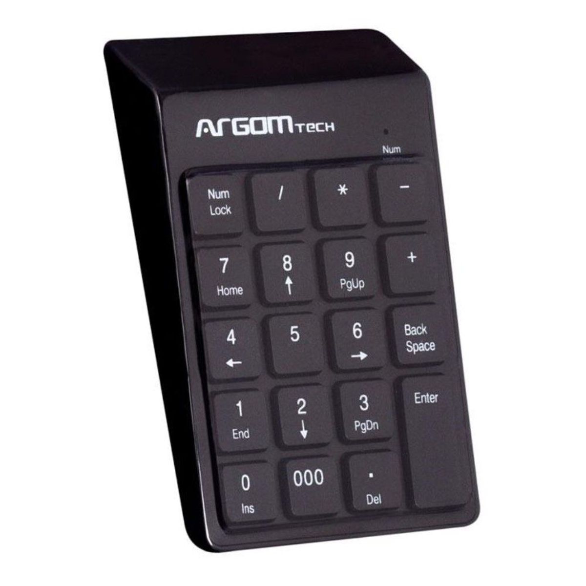ARGOMTECH - Argom Teclado numérico USB retráctil Negro Plug and Play - ARG-KB-1076