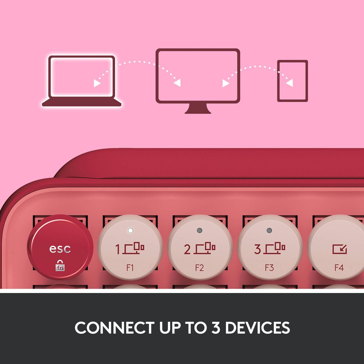 LOGITECH - Logitech Teclado POP Keys Mecánico Wireless Español Rosa 920-010715