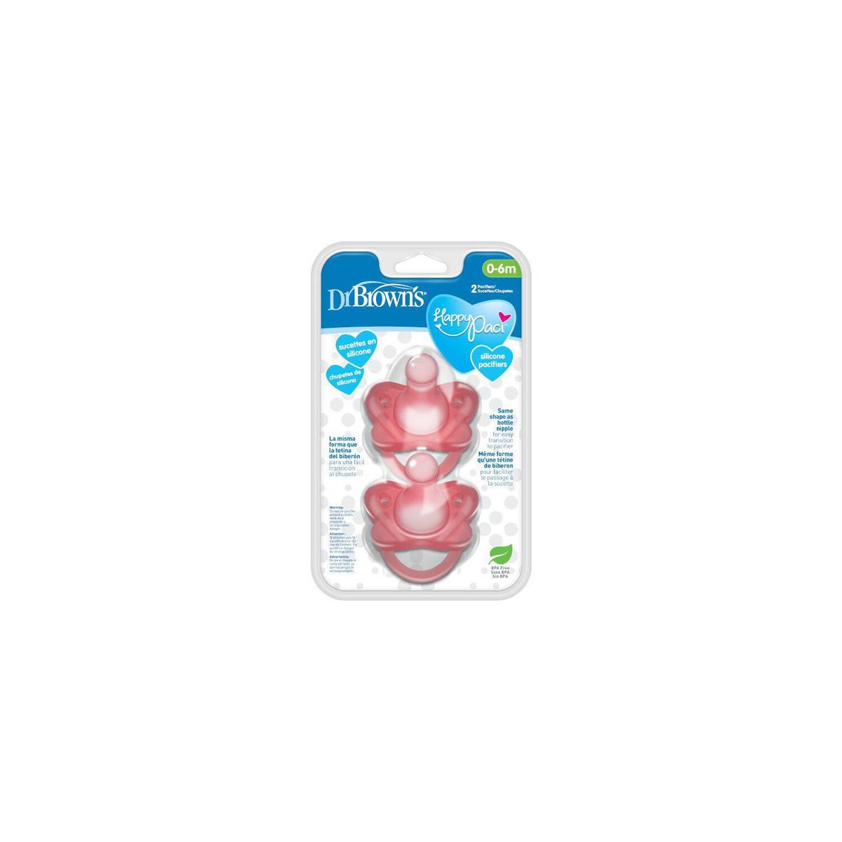 DR BROWNS - Set 2 Chupones Happy Paci color Rosado