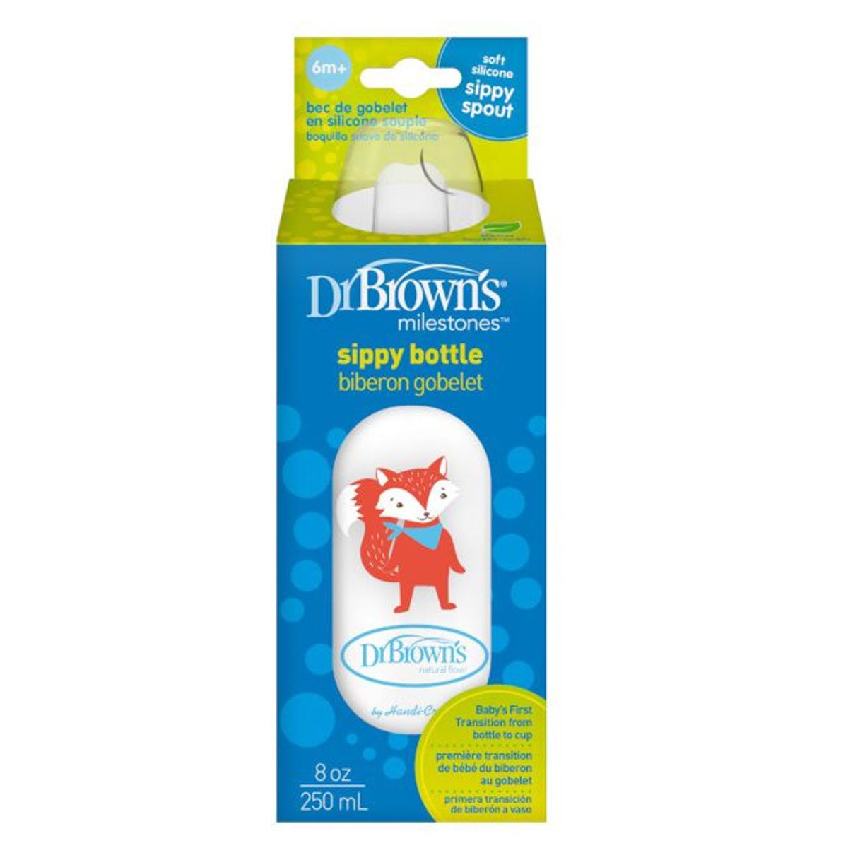 DR BROWNS - Biberón de Transición Boca Estrecha 8oz Modelo Zorro