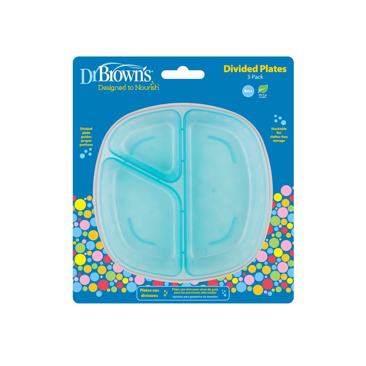 DR BROWNS - Pack de 3 Platos con División para Bebés/Niños