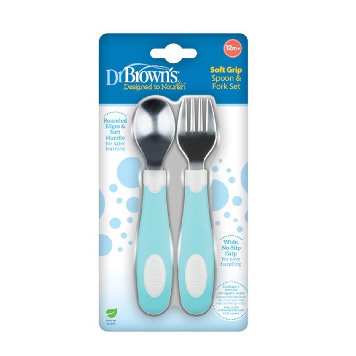 DR BROWNS - Set de Cuchara y Tenedor color Celeste