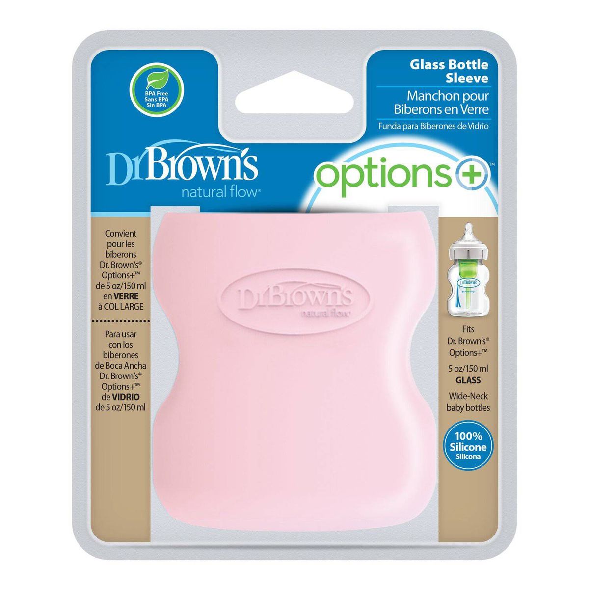 DR BROWNS - Funda para biberón boca ancha de 5 oz color Rosa Light