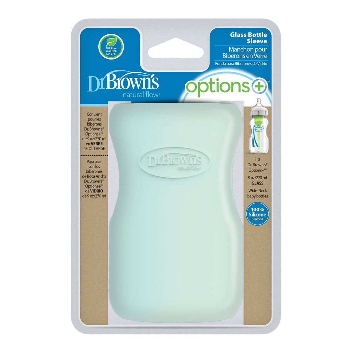 DR BROWNS - Funda Para Biberon Boca ancha 9oz color Color Menta