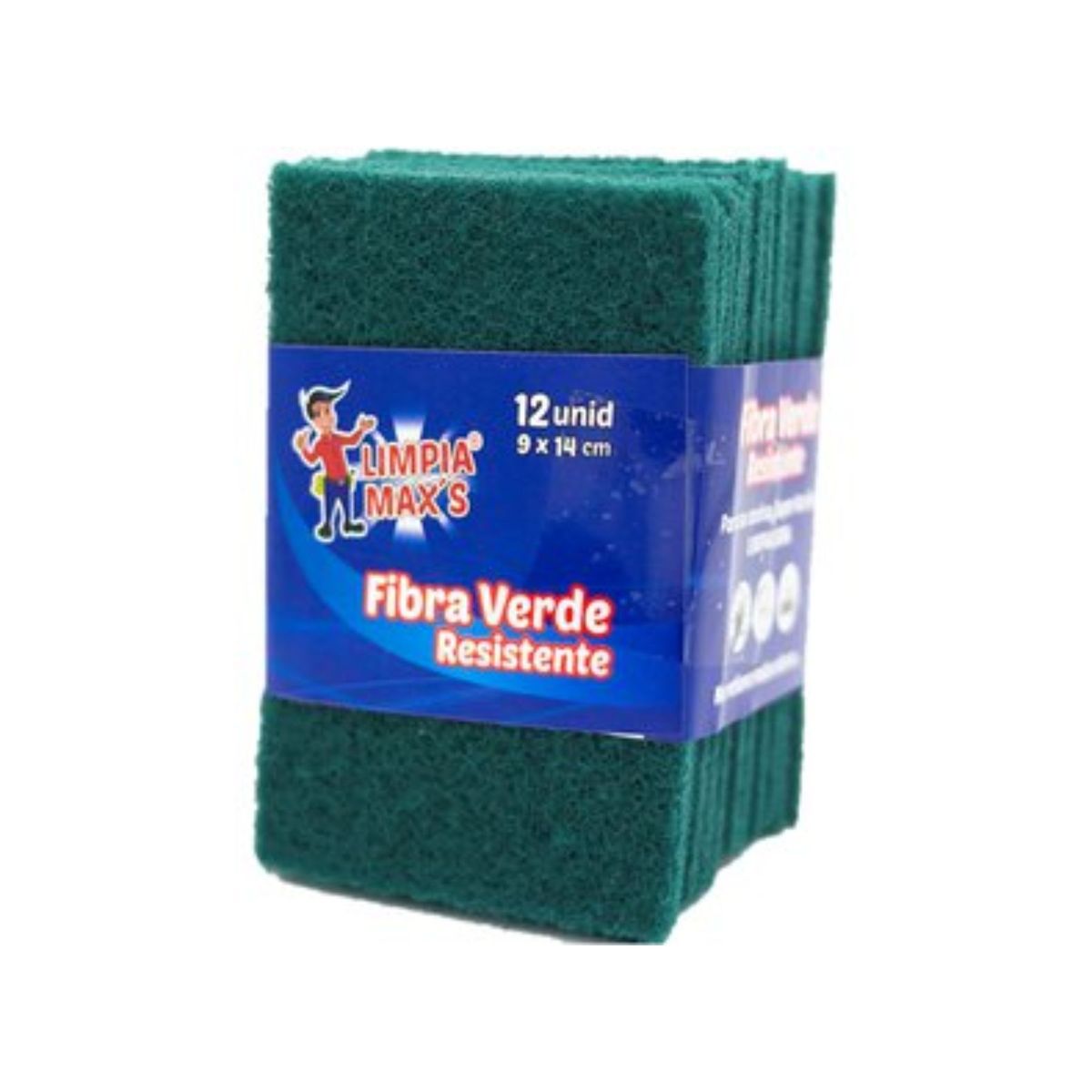 GENERAC - ESPONJA FIBRA VERDE LIMPIA MAX´S X 12 UNIDADES
