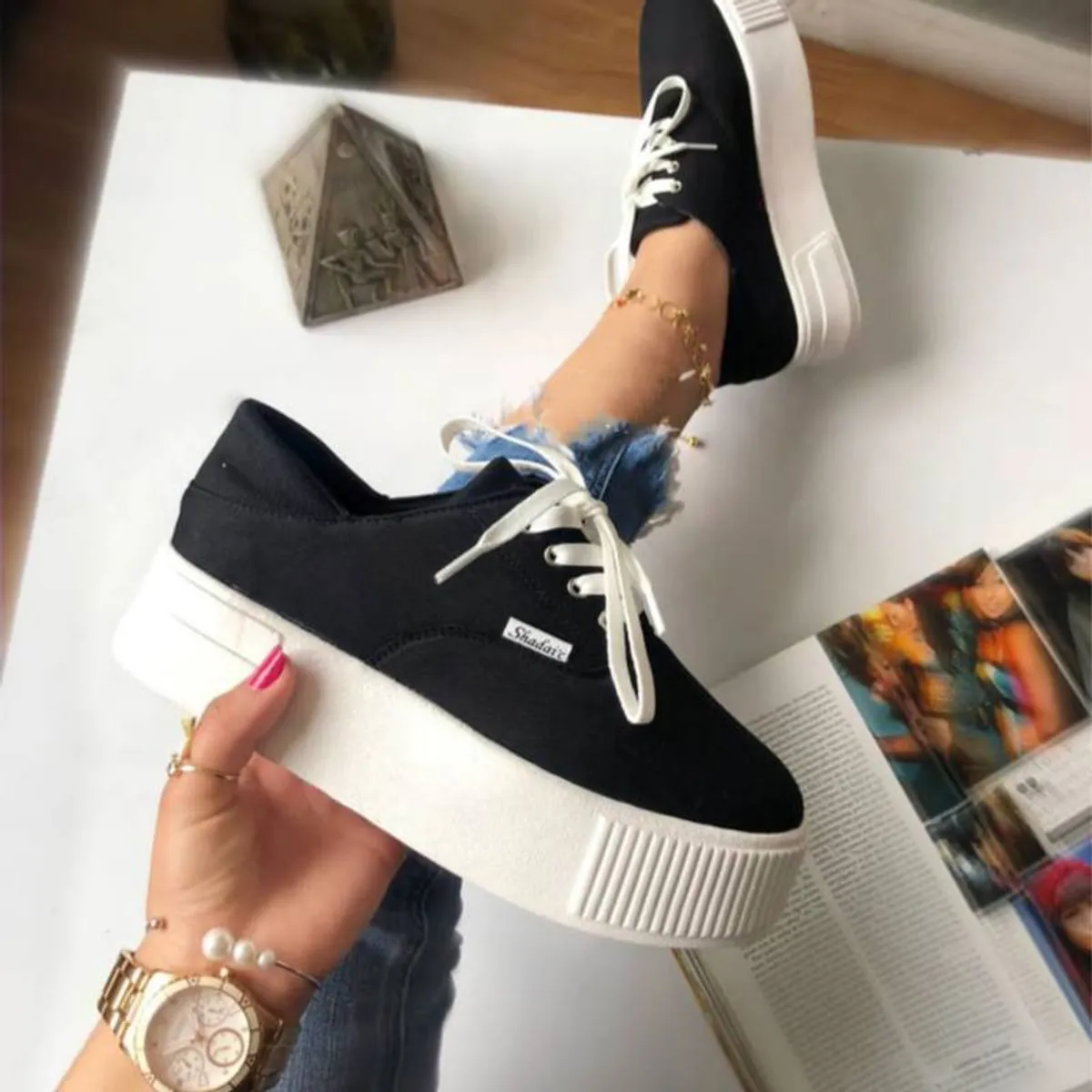 GENERICO - Zapatilla Mujer Yomar L2086-53 Teresa Edinson Negro