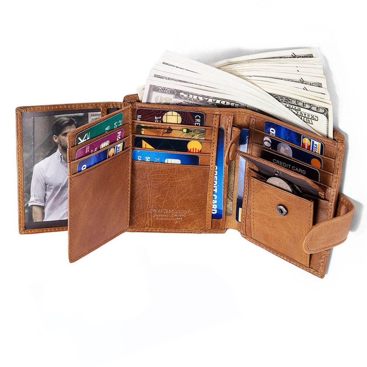 ARMUZ - Billetera de Cuero vacuno de 3 cuerpos y amplia capacidad
