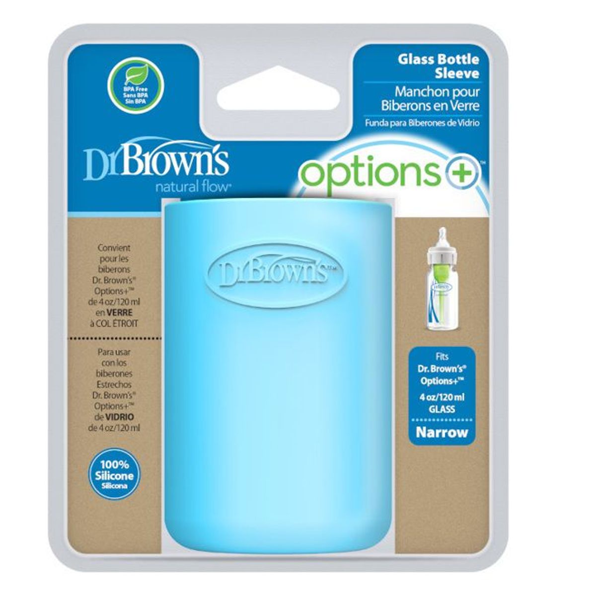 DR BROWNS - Funda Para Biberón boca estrecha De 4 oz Color Azul