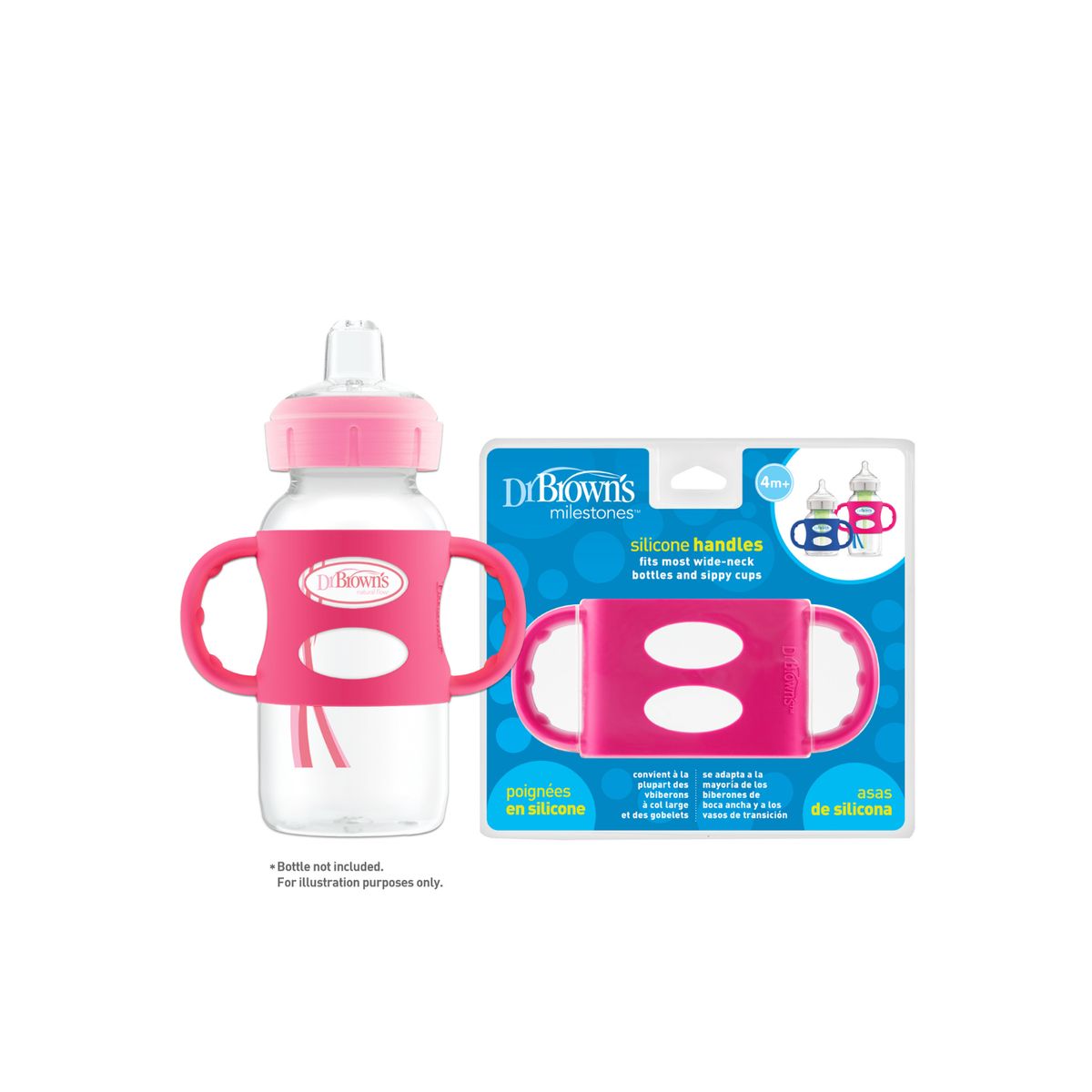 DR BROWNS - Asas de silicona boca ancha color rosado