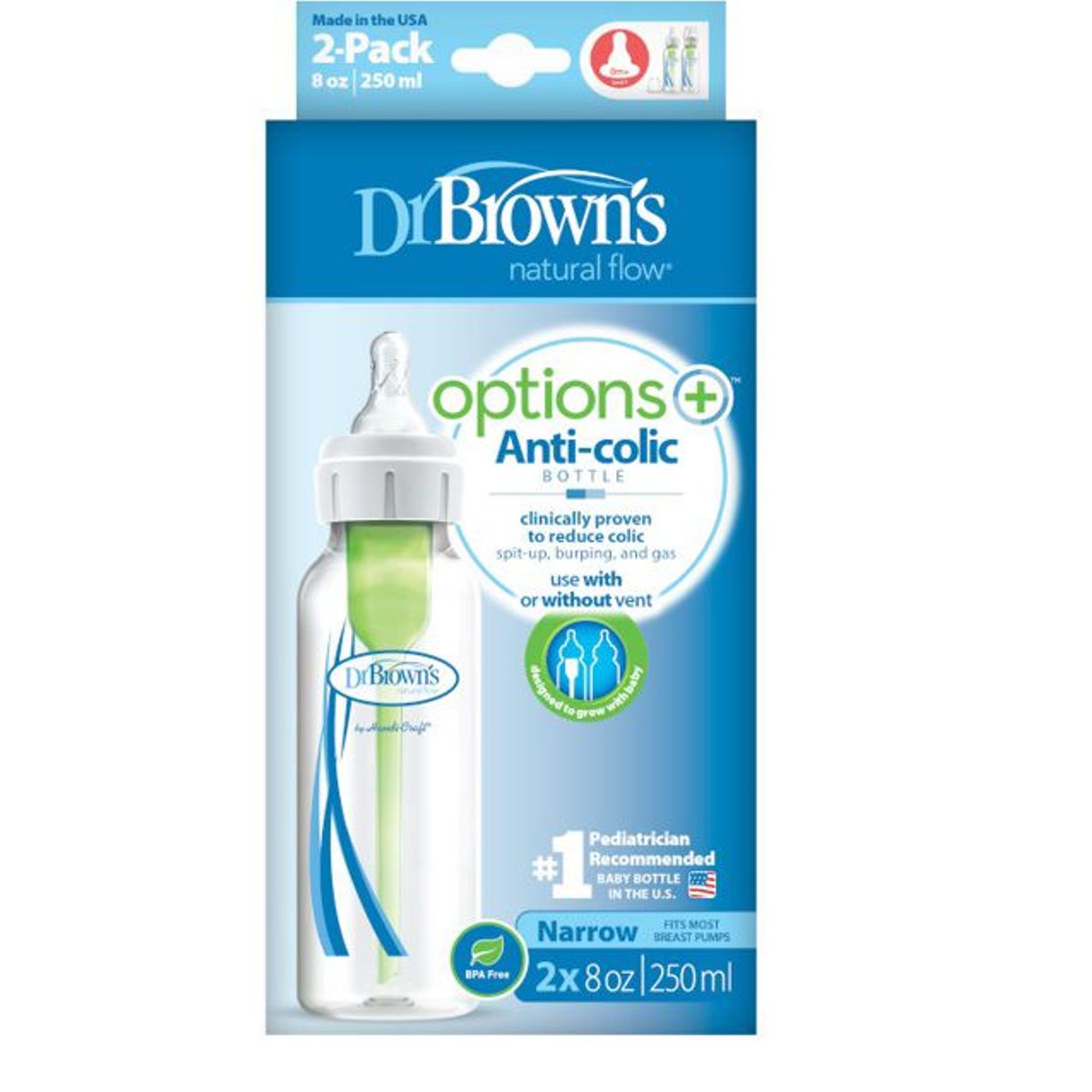 DR BROWNS - Set x2 Biberones Boca Estrecha 8oz