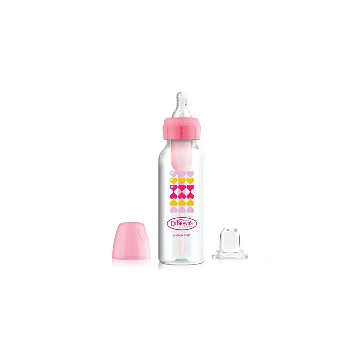 DR BROWNS - Kit de Transición 2 en 1 Boca Estrecha 8 oz color Rosa
