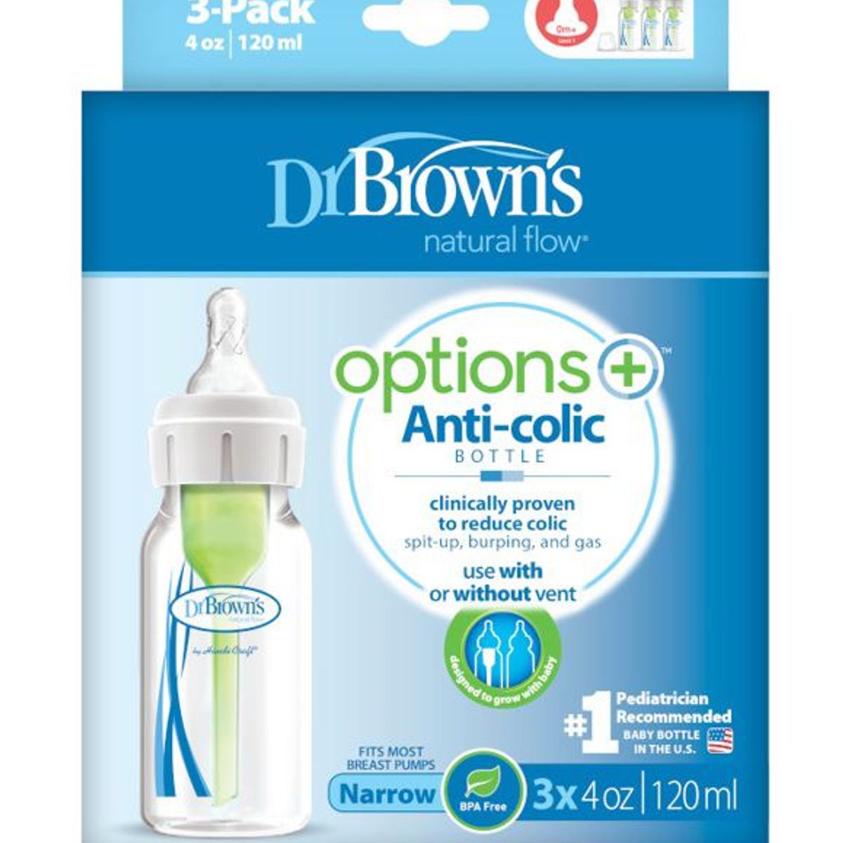 DR BROWNS - Set x3 Biberones Boca Estrecha 4oz